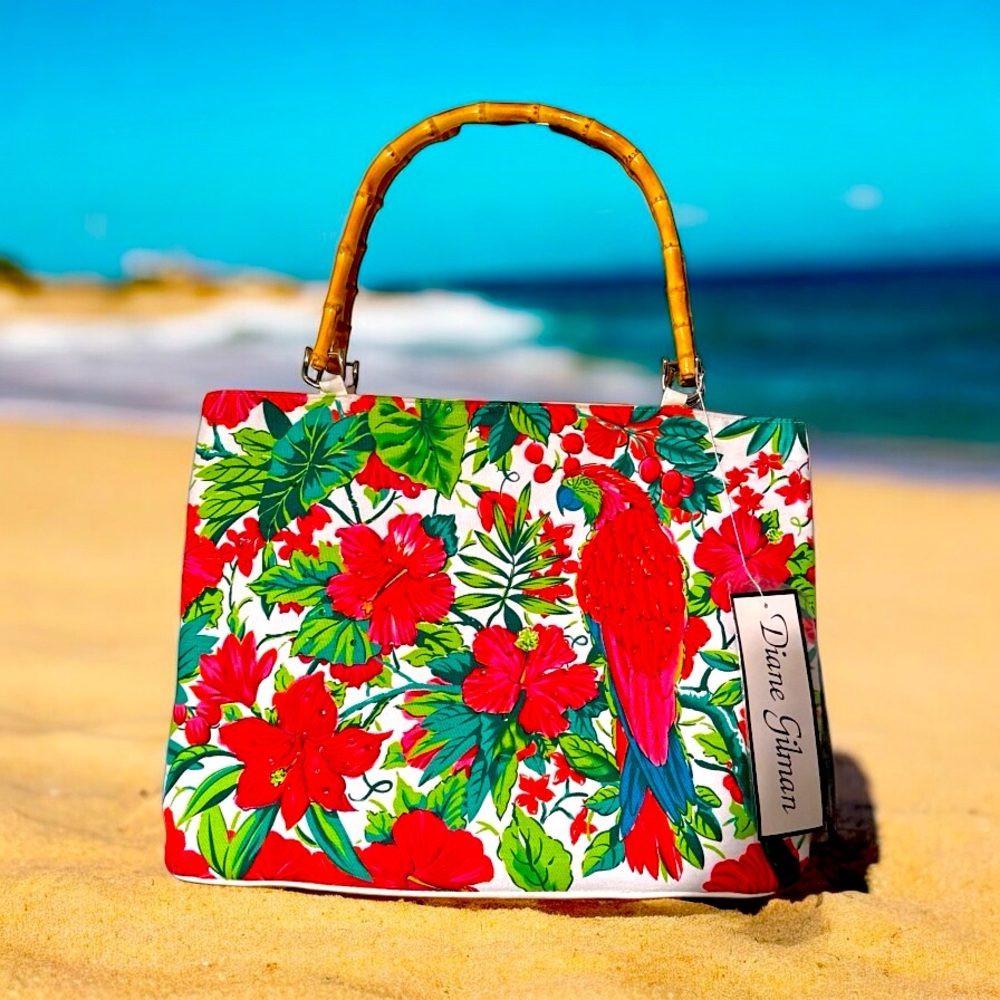 Diane Gilman Floral Handbag - Red and Green